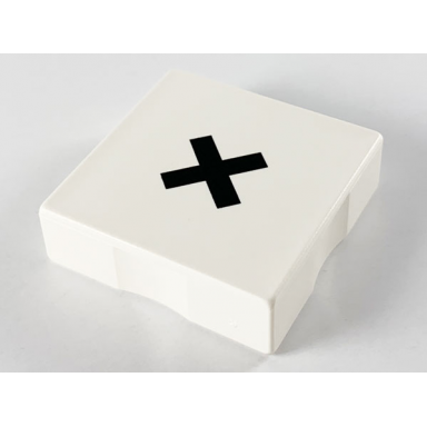 white duplo tile 2 x 2 with black multiplication sign ã pattern