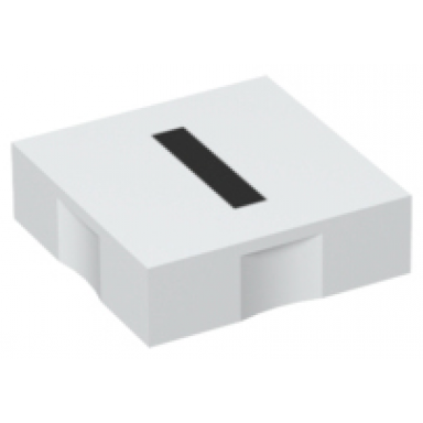 white duplo tile 2 x 2 with black capital letter i pattern