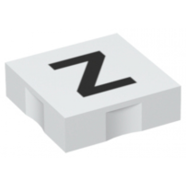 white duplo tile 2 x 2 with black capital letter z pattern