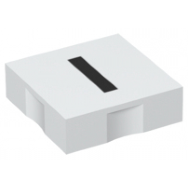 white duplo tile 2 x 2 with black lowercase letter l pattern