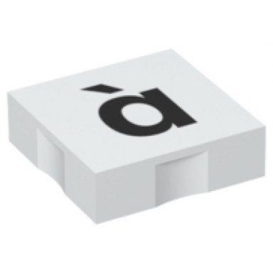 white duplo tile 2 x 2 with black lowercase letter a with grave ã  pattern