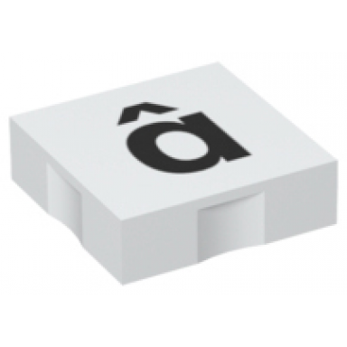 white duplo tile 2 x 2 with black lowercase letter a with circumflex ã¢ pattern