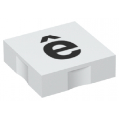 white duplo tile 2 x 2 with black lowercase letter e with circumflex ãª pattern