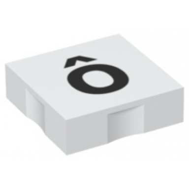 white duplo tile 2 x 2 with black lowercase letter o with circumflex ã´ pattern