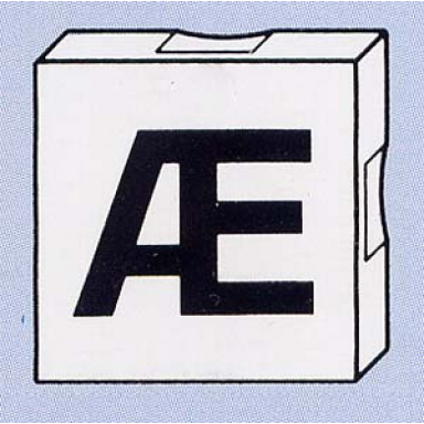 white duplo tile 2 x 2 with black capital letter ã pattern