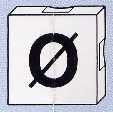 white duplo tile 2 x 2 with black capital letter o with stroke ã pattern