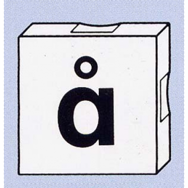 white duplo tile 2 x 2 with black lowercase letter a with ring ã¥ pattern