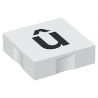 white duplo tile 2 x 2 with black lowercase letter u with circumflex ã» pattern