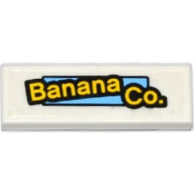 white tile 1 x 3 with banana co pattern sticker - set 76026