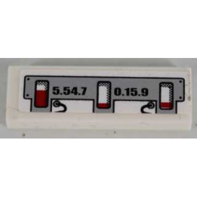white tile 1 x 3 with black 5.54.7and 0.15.9 and red level indicators pattern sticker - set 8864