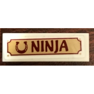 white tile 1 x 3 with horseshoe and ninja pattern sticker - set 41126