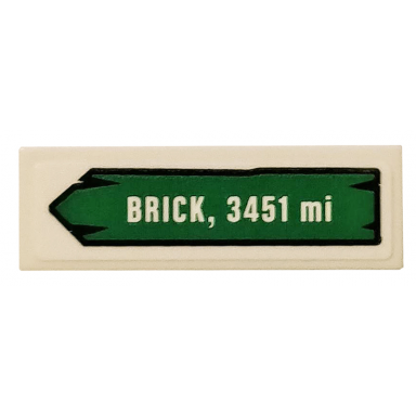 white tile 1 x 3 with brick 3451 mi on green road sign pattern sticker - set 40353