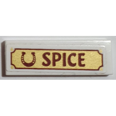 white tile 1 x 3 with horseshoe and spice pattern sticker - set 41126
