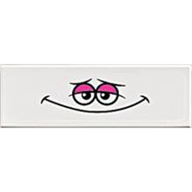 white tile 1 x 3 with eyes and wide smile closed mouth pattern sticker - set 41256