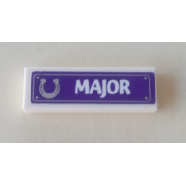 white tile 1 x 3 with horseshoe and major on dark purple background pattern sticker - set 41057