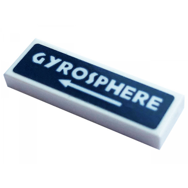 white tile 1 x 3 with white arrow and gyrosphere pattern sticker - set 75937
