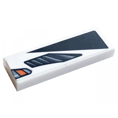 white tile 1 x 3 with air flow black stripe and orange square pattern model left side sticker - set 76896