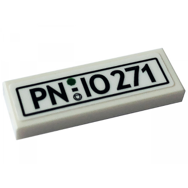 white tile 1 x 3 with pn-io 271 pattern sticker - set 10271