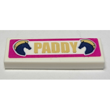 white tile 1 x 3 with paddy and 2 dark blue horses pattern sticker - set 41367