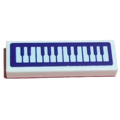 white tile 1 x 3 with dark purple and white piano keyboard pattern sticker - set 41193