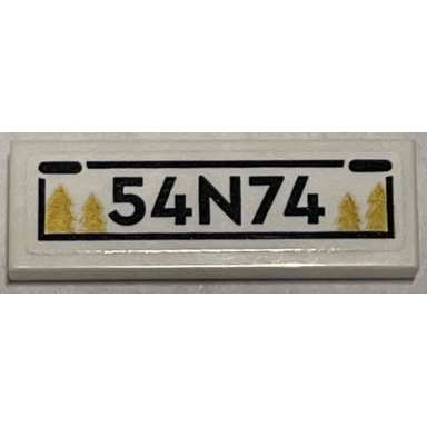 white tile 1 x 3 with black 54n74 and gold trees pattern sticker - set 40499
