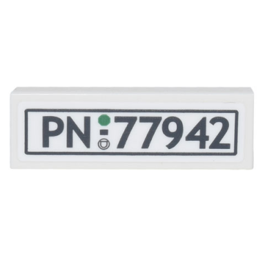white tile 1 x 3 with license plate black pn-77942 pattern sticker - set 77942