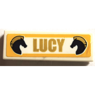 white tile 1 x 3 with lucy and 2 dark blue horses pattern sticker - set 41367