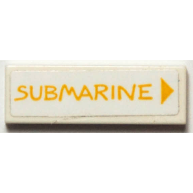 white tile 1 x 3 with yellow submarine and triangle pattern sticker - set 40346