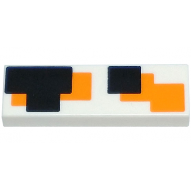 white tile 1 x 3 with black and orange geometric overlapping squares and rectangles pattern