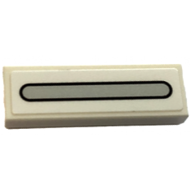 white tile 1 x 3 with silver bar with black outline pattern sticker - set 75378
