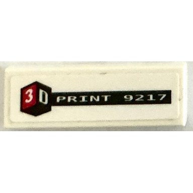 white tile 1 x 3 with 3d print 9217 and black and red cube pattern sticker - set 75882