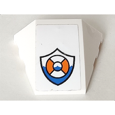 white wedge 4 x 3 triple curved no studs with coast guard logo pattern sticker - set 60166