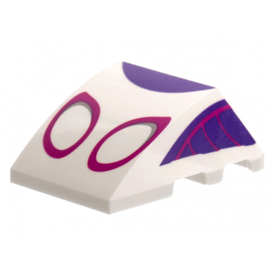 white wedge 4 x 3 triple curved no studs with magenta eye outlines dark purple trim pattern