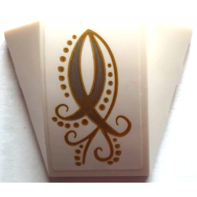 white wedge 4 x 3 triple curved no studs with gold elves scrollwork and dots pattern sticker - set 41195