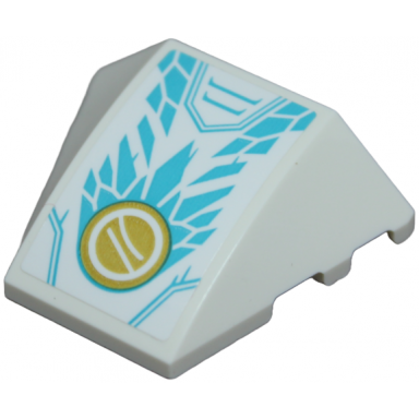 white wedge 4 x 3 triple curved no studs with medium azure lines and scales ninjago logogram letter z in gold circle pattern sticker - set 71816