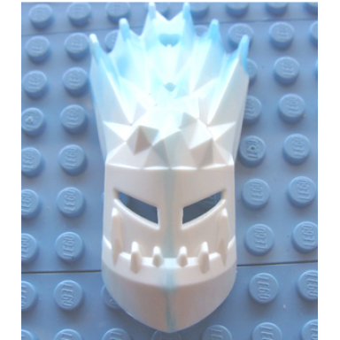 white bionicle mask strakk with marbled trans-light blue pattern