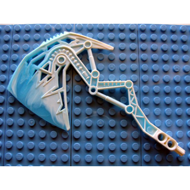 white bionicle weapon broad axe with marbled trans-light blue pattern