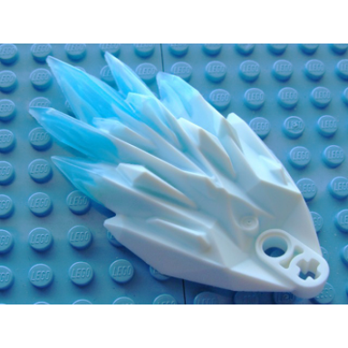white bionicle ice armor with marbled trans-light blue pattern
