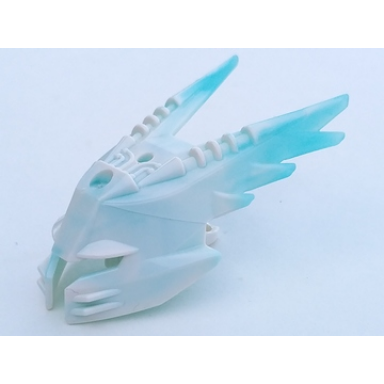 white bionicle mask spiked ice with marbled trans-light blue pattern