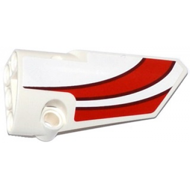 white technic panel fairing 4 small smooth long side b with red curved stripes pattern sticker - set 42040