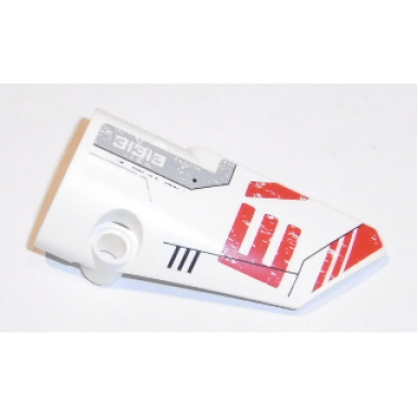 white technic panel fairing 4 small smooth long side b with red e and half v and white 31313 pattern sticker - set 31313