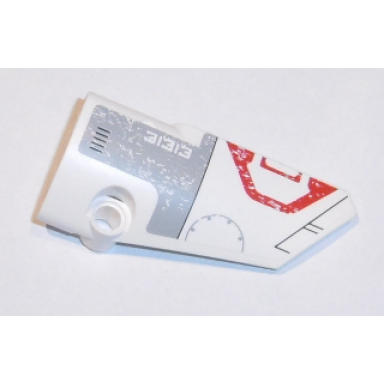 white technic panel fairing 4 small smooth long side b with white 31313 and light bluish gray and red pattern sticker - set 31313