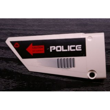 white technic panel fairing 17 large smooth side a with police and caution hot surface pattern sticker - set 5973