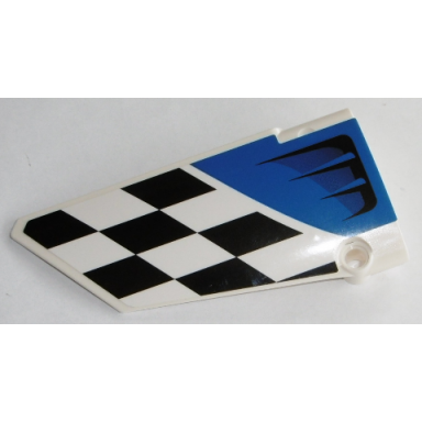 white technic panel fairing 17 large smooth side a with air intake and checkered black and white pattern sticker - set 42045