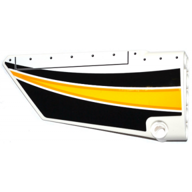 white technic panel fairing 17 large smooth side a with yellow orange and white stripes on black background pattern sticker - set 42044