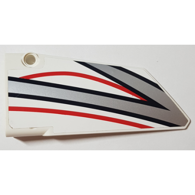 white technic panel fairing 17 large smooth side a with black red and silver stripes pattern sticker - set 42000