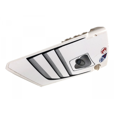 white technic panel fairing 17 large smooth side a with air intake vents red letter e blue letter n pattern sticker - set 42096