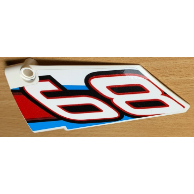 white technic panel fairing 17 large smooth side a with 68 and red black and blue lines pattern sticker - set 42077