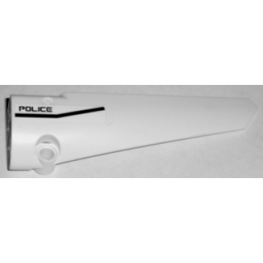 white technic panel fairing 6 long smooth side b with black line and police pattern sticker - set 5981