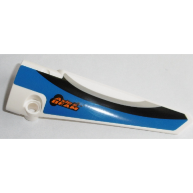 white technic panel fairing 6 long smooth side b with axle beam and blue black and gray pattern sticker - set 42045